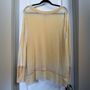 Susina Sheer Yellow Longsleeve Shirt Size S